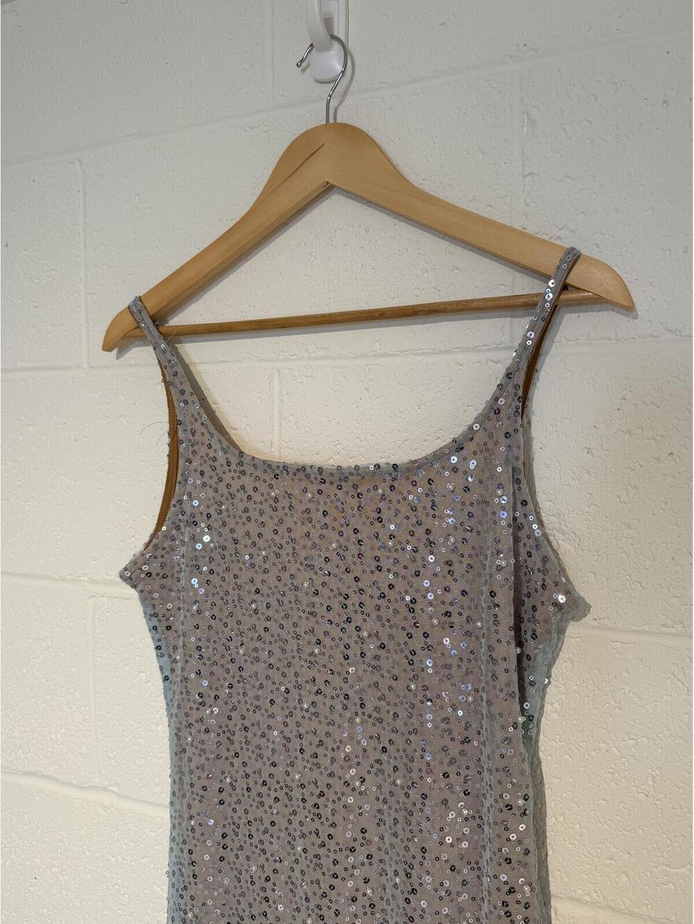 Vintage Sequin Dress With Fur Trim - Picture 2 of 5